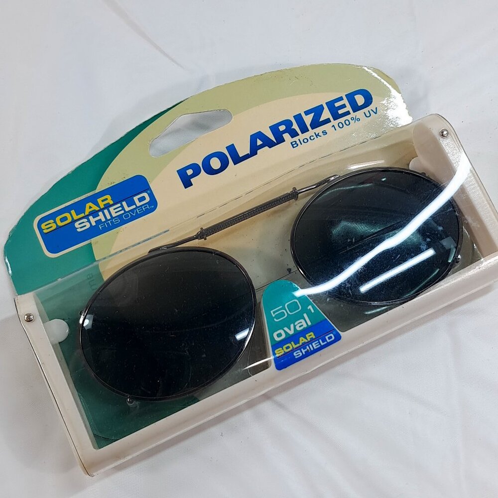 Solar‎ Shield Polarized lenses Clip On Sunglasses 50 Oval 1 grey lens x span